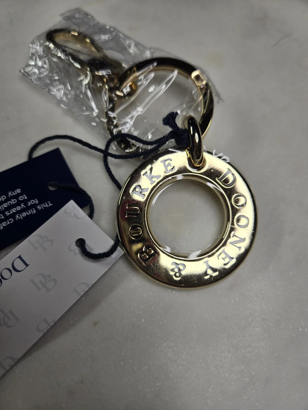 NWT Dooney & Bourke Signature Ring Key Fob Gold Medallion Charm Rare Discontinue